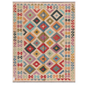 Alfombra Kilim de Maimana, Afganistán, 193 x 154 cm, Alfombras y Juegos de Alfombras - Product Image 1