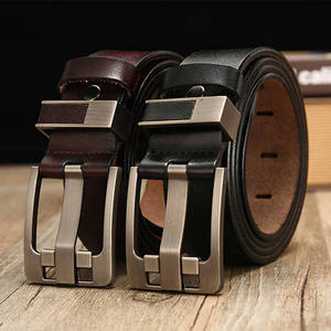 Ceinture de taille unisexe en cuir véritable de luxe de marque personnalisée avec boucle en acier en cuir de vache vintage - Product Image 3