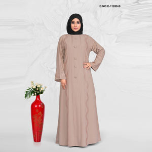 Embroidered Women <b>Abaya</b> with Front Button Design Modest Islamic Wear - Product Image 2