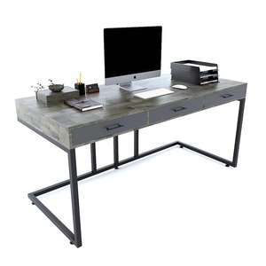 Bureau de direction 160x70cm avec tiroirs, style minimaliste de luxe, en bois de caoutchouc et pieds en fer BGD68045 pour bureau ou chambre - Product Image 1
