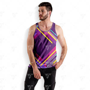 เสื้อกล้ามผู้ชายคุณภาพสูง ระบายอากาศได้ดี ผลิตจากโพลีเอสเตอร์ 100% พิมพ์ลายไร้รอยต่อ กระชับรูปร่าง เหมาะสำหรับออกกำลังกาย ฟิตเนส ใส่สบายในฤดูร้อน รับสกรีนโลโก้ - Product Image 5