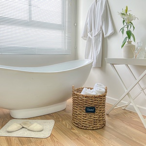 Cesta de almacenamiento de mimbre tejido de bambú de alta calidad de tamaño personalizado manijas ropa para el hogar agua Jacinto cesta de lavandería para organización - Product Image 6