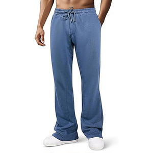 Pantalon de jogging unisexe en molleton bouclette de coton épais à coupe ample avec logo personnalisé pour homme - Product Image 1