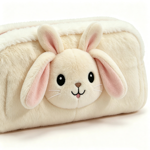 Étui à crayons personnalisé en peluche lapin, mignon, moelleux, en forme d'animal - Product Image 1