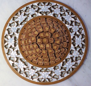 Bandeja con incrustación de madera para decoración de pantalla de Ramadán, bandeja decorativa de servicio estándar de alta calidad, con grabado de mopa, basado en diseño gulf - Product Image 6