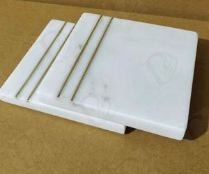 Vente chaude sous-verre en marbre pendaison de crémaillère décor de Table à la main forme hexagonale sous-verres en marbre blanc pour boissons tapis de Table et tampons - Product Image 5