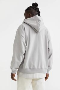 Sudadera con capucha de algodón y cremallera para hombre, ropa de calle de gran tamaño, con Logo personalizado, de alta calidad, gris, holgada, a la moda - Product Image 3