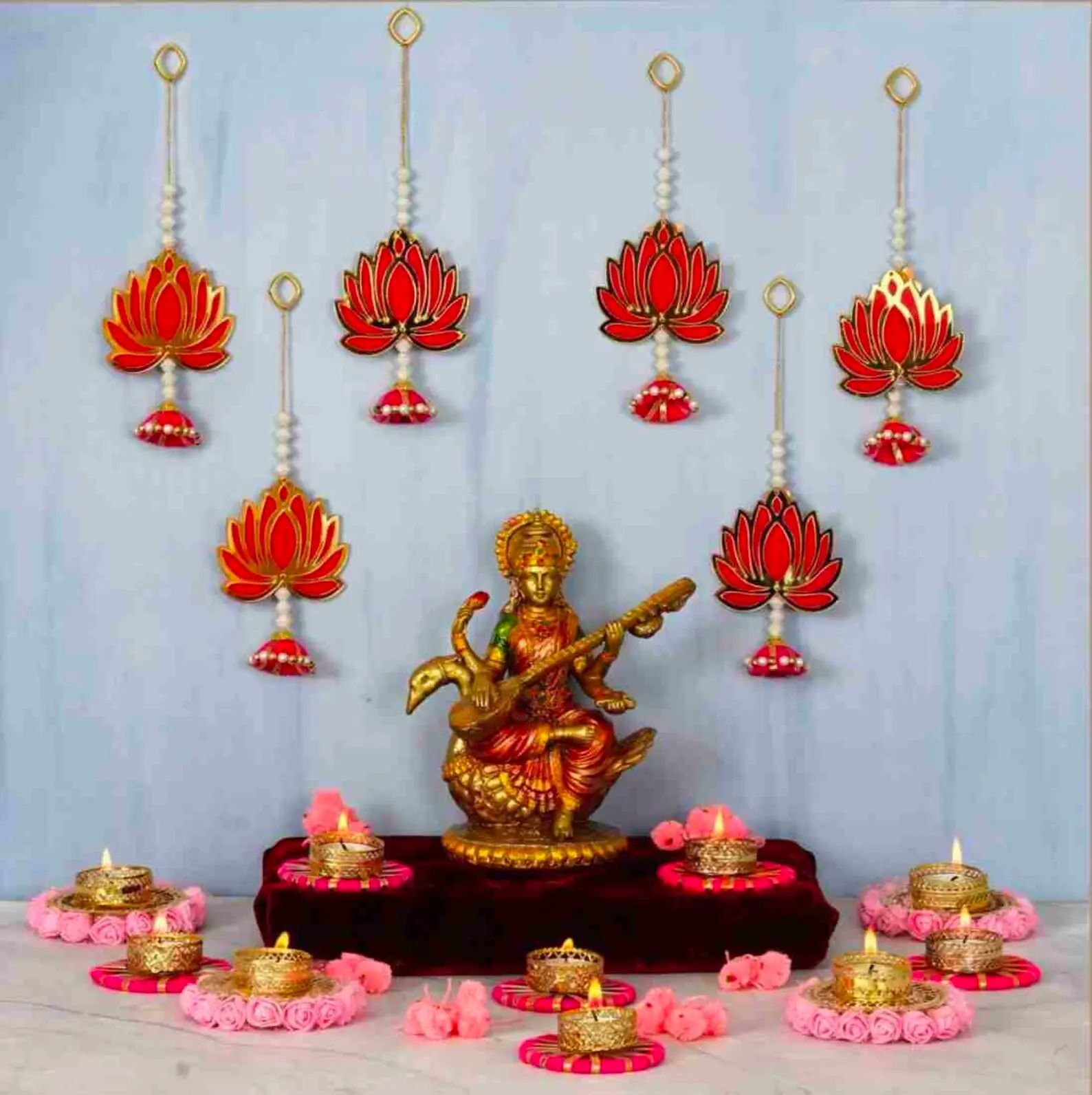 Schöne trend ige Lotus behänge für Wohnkultur Puja Dekor Heena Mehendi Hochzeit Einweihung sparty Hintergrund Mandir rosa Lotus