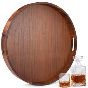 Bandeja Redonda de Madera Estilo Vintage para Servir |   Acabado Artesanal de Primera Calidad |   Precio de Fábrica al por Mayor - Product Image 1