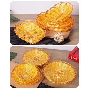 Kitchen Round <b>Storage</b> Tray Plate Woven <b>Basket</b> for Fruit and <b>Vegetables</b> Tabletop Organizer for Convenient <b>Storage</b> - Product Image 3