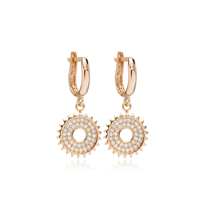 Pendientes colgantes con abalorio hueco en forma de sol, piedra CZ hecha a mano, Plata de Ley 925 turca, joyería de moda para mujer - Product Image 6