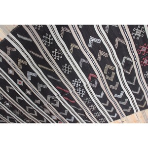 พรมคิลิมวินเทจขนาด 7x11.5 ฟุต สีน้ำตาลลายเรขาคณิต พรมขนสัตว์ตุรกี - Product Image 2