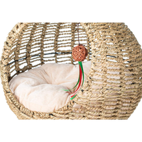 Panier-lit pour chat en osier et en jonc de mer fait à la main de haute qualité, avec coussin, pour chien et chat, produit tendance pour 2023 en provenance du Vietnam
