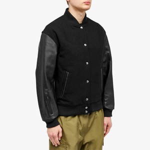 Hip Hop Vintage Varsity chaqueta de cuero hombres personalizado largo invierno cálido chaqueta Casual moda High Street estilo más tamaño liso teñido - Product Image 2