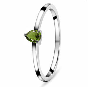 Anillo de piedras preciosas de moldavita de corte de pera, anillo de Plata de Ley 925, ajuste de punta romántico, último diseño de anillo Chapado en plata para compromiso - Product Image 1