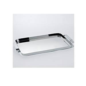 Plateau de service élégant en argent avec vernis brillant pour hôtel et vaisselle plateau de service en acier inoxydable avec poignée pour la cuisine - Product Image 1