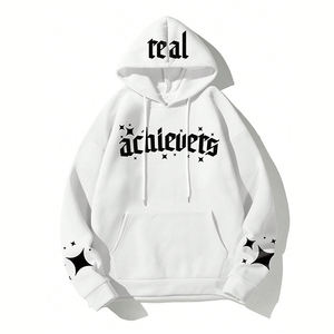 Sweat à capuche blanc surdimensionné pour homme, streetwear, mode, épaules tombantes, lourd, blanc uni, logo autocollant DTF - Product Image 1