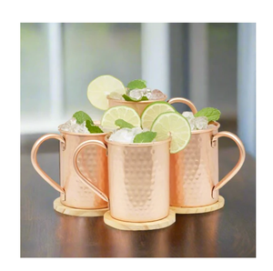 Tasse à jus en cuivre d'approvisionnement en gros Laque de qualité alimentaire à l'extérieur et à l'intérieur Ensemble de 4 pièces Vente personnalisée - Product Image 1