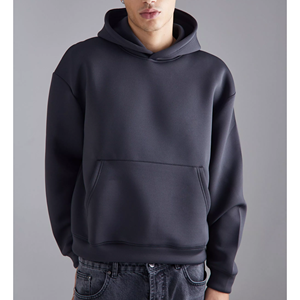 เสื้อฮู้ดดี้โอเวอร์ไซส์ผู้ชาย สีพื้น ผ้าฝ้ายเฟรนช์เทอร์รี่ สวมใส่สบายในฤดูหนาว ระบายอากาศได้ดี ดีไซน์กระเป๋าแบบยาว - Product Image 5