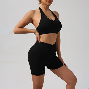 Soutien-gorge de sport à bretelles halter pour femmes, vente en gros personnalisée, résistant aux chocs, élastique, pour le yoga, la salle de sport, le fitness et la course à pied - Product Image 2