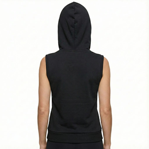 Camiseta sin Mangas con Capucha Estampada Negra, Ropa Deportiva Informal para Entrenamiento Físico y Estilo Deportivo - Product Image 3