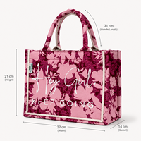 Tas Tote Mini Kanvas Alami 8oz PP Cetak Sablon Bunga Ceri 27x21x14 cm Logo Kustom Wanita Fashion Pantai Grosir OEM ODM B2B