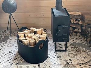 Wooden Carrier 100% Cowhide Leather <b>Log</b> <b>Firewood</b> Carrier Wood Storage Bag Fireplace Decore Handmade LWH-0096 - Product Image 5