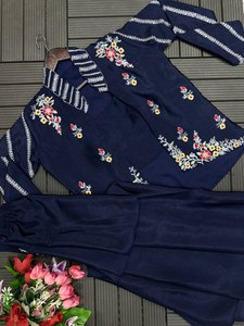 Conjunto de Palazzo y Shrug de Seda para Mujer, Listo para Fiestas, para Eventos de Bollywood, Bodas Indias y Pakistaníes, Salwar Kameez para Adultos, Envío Rápido - Product Image 3