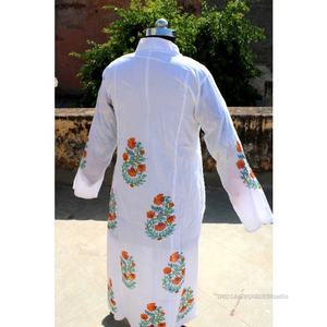 Robe d'été à imprimé bloc indien pour femmes, avec poche des deux côtés, longue Kurtis de styliste - Product Image 6