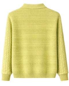 Suéter Polo de Punto de Lana Amarillo Claro Personalizado para Hombre, Manga Larga, Cuello con Botones, Invierno, Suave, Cálido, Informal, a la Moda - Product Image 2