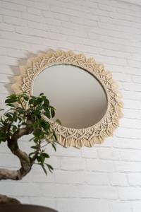 Best Quality Hanging Decorative Macrame <b>Mirror</b> Wall square Beveled <b>Mirror</b> <b>Tile</b> Wall Decorative Art Frame Less <b>Mirror</b> - Product Image 4