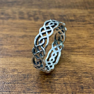 Unisex Classic Celtic Knot 925 <b>Silver</b> Band <b>Ring</b> - <b>Plain</b> Openwork Infinity Design Hypoallergenic Fine Jewelry Gift - Product Image 1