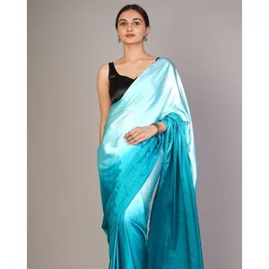 Letest hợp thời trang đa màu sắc bên và đám cưới mặc leheriya in nặng Nhật Bản satin Saree cho người phụ nữ với Mono banglory Áo