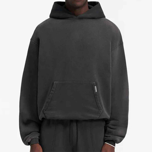 Sudaderas con capucha lavadas con ácido para hombre, Sudadera con capucha funcional con bolsillos y hombros caídos, jersey de gran tamaño, Sudadera con capucha de peso pesado - Product Image 2
