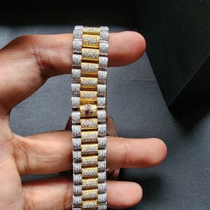 Montre de luxe DOPE JEWELLS en moissanite avec cadran en diamant, mouvement à quartz ETA, rose et blanc, bicolore, président, acier inoxydable, tendance - Product Image 4