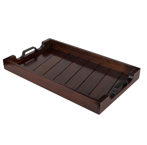 ถาดเสิร์ฟไม้ธรรมชาติสำหรับ100% ด้ามจับสีเงินดีไซน์ไม่ซ้ำใครทันสมัยถาดเสิร์ฟไม้ - Product Image 6