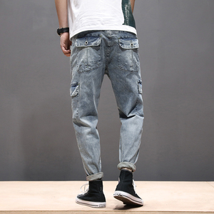 <b>Slim</b> Fit Straight Leg cargo pockets Denim <b>Jeans</b> Men's Pants Fit <b>Slim</b> Skinny Solid Color Zipper Pockets Men Fashion Casual <b>Jeans</b> - Product Image 3