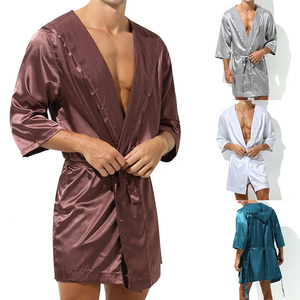 Albornoces de manga larga con capucha de rizo de algodón 100% para hombre, ropa de dormir de verano, ropa de dormir de secado rápido de alta calidad - Product Image 1