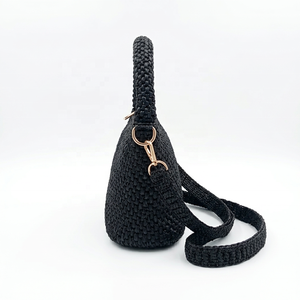 Black Fashion Woven <b>Raffia</b> Shoulder Bag with Zip Closure Single Strap Portable <b>Tote</b> Handbag for Daily Travel Shopping - Product Image 3