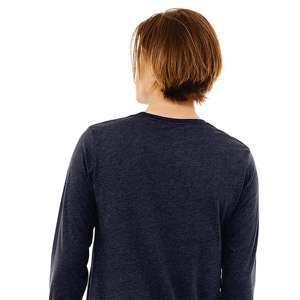 T-shirt à manches longues bleu marine chiné: coton peigné 52% Airlume, 48% poly pour un confort classique - Product Image 6