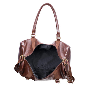 Sac de sport à roulettes en cuir véritable extra large Organisateur de voyage pliable à la mode Fermeture à glissière Grande capacité pour une utilisation en salle de sport - Product Image 5