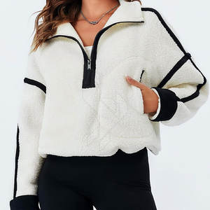 Sweat-shirt en polaire sherpa décontracté pour femme, col rabattu, respirant, streetwear d'hiver, avec logo sur le devant, couleurs personnalisées - Product Image 4