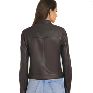 Veste en cuir véritable pour femmes personnalisée | Vêtements d'extérieur de qualité supérieure pour dames | Manteau de mode Slim Fit | Fournisseur en gros OEM ODM - Product Image 3