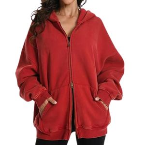 Sudadera con capucha transpirable con lavado ácido de peso pesado de algodón 100% para mujer, ropa de calle holgada de gran tamaño con cuello con capucha y logotipo frontal - Product Image 4
