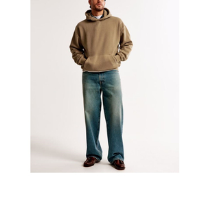 Meilleure vente 2026 Sweat à capuche oversize en coton French Terry de haute qualité, à épaules tombantes, uni, teint, personnalisable pour l'hiver - Product Image 4