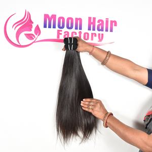 Extensions de cheveux vierges indiennes brutes non traitées, alignées sur les cuticules, double trame, lisses, prix de gros du fournisseur - Product Image 2