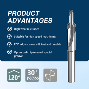 PCD bước khoan phay cắt kim cương khoan Router bit PCD bước khoan khoan khoét cho cfrp vật liệu composite - Product Image 5