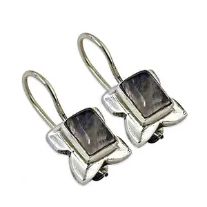 Boucles d'oreilles pendantes délicates pour femmes en argent sterling avec fermoir à crochet en pierre de lune, bijoux de mode pour tous les jours - Product Image 3