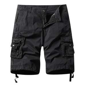 Seis bolsillos calidad caliente verano 100% algodón medio pantalones cortos para hombres diseño personalizado hombres Cargo pantalones cortos precio bajo en negro - Product Image 1