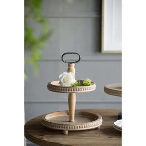 Premium Quality Wooden Cake Display Stand Restaurant and Hotels Supplies Snacks Serving Tray with Metal Handle Candy Fruit Serve - Product Image 3